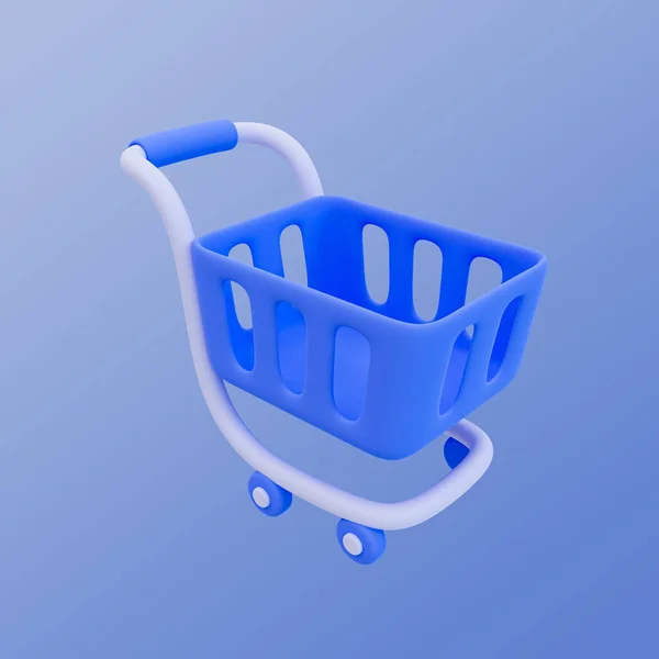 Minimal Shopping Concept Shopping Cart Clipping Path Illustration — Stock Photo, Image