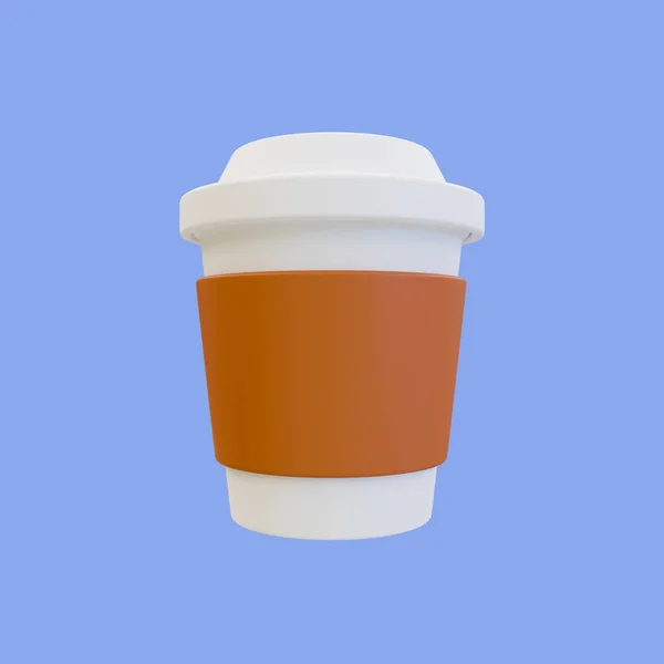 3D最小便携式塑料咖啡杯 切割路径的一次性咖啡杯 3D说明 — 图库照片