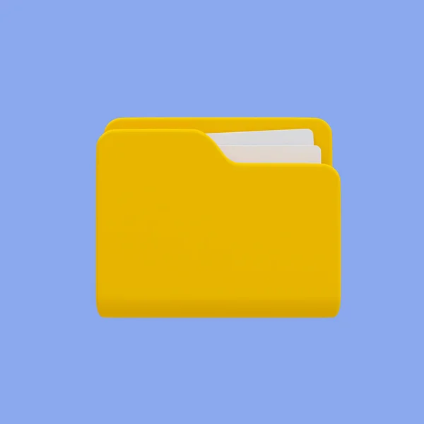 3D最小的文件存储 档案档案 带有剪纸路径的黄色文件夹 3D说明 — 图库照片