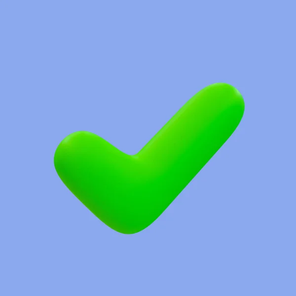 3d minimal green check mark symbol. correct sign. Get a green light concept. approved, accepted, ok, accepted, right. tick mark icon with clipping path. 3d illustration.