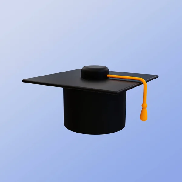 Minimales Graduierungskonzept Bachelor Hut Mit Clipping Pfad Darstellung — Stockfoto