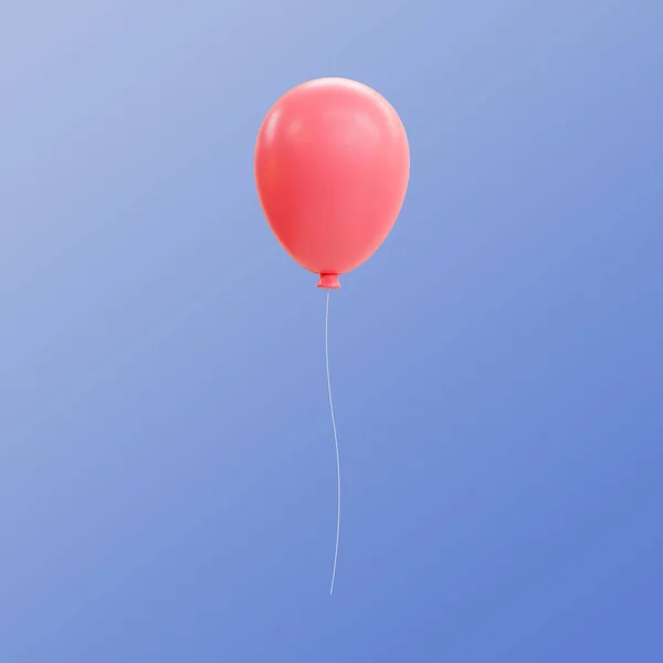 3D最小的彩色气球 一群带绳索的气球 党的道具削减路径 3D说明 — 图库照片