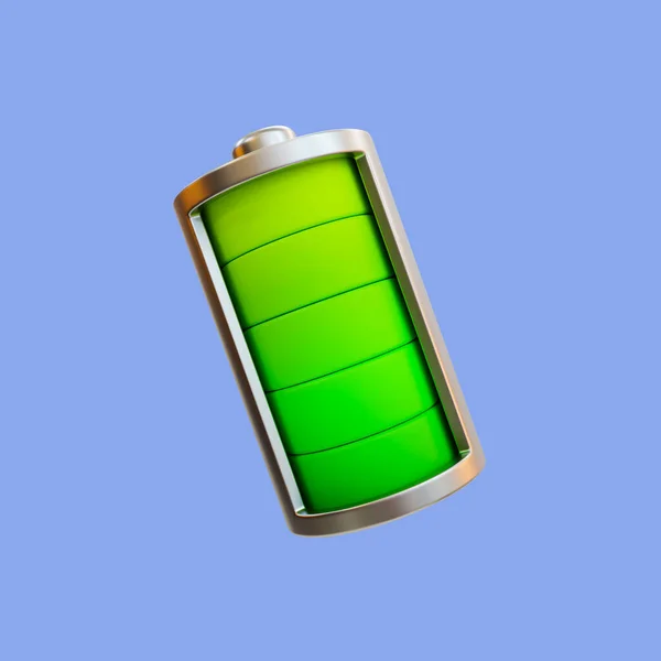 Minimal Battery Status Icon Green Energy Charging Full Power Tube — Stock Photo, Image