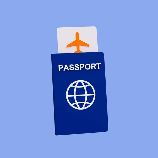 3D最少假日旅行 旅行部分 护照图标 3D示例 包括裁剪路径 — 图库照片