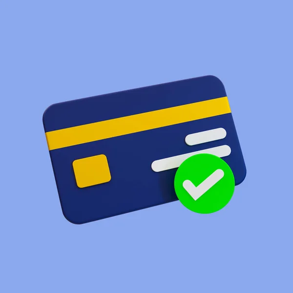 Minimális Hitelkártya Jóváhagyás Hitelkártya Elfogadott Ikon Egy Csekkjellel Ellátott Hitelkártya — Stock Fotó