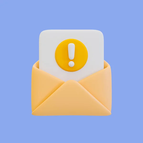 Minimal File Warning Document Problem Envelope Letter Exclamation Mark Illustration — Stock Photo, Image