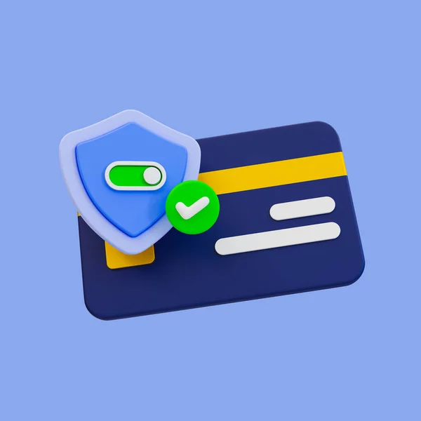 Minimalne Bezpieczeństwo Transakcji Ochronę Finansową Kartę Kredytową Tarczą Znakiem Kontrolnym — Zdjęcie stockowe