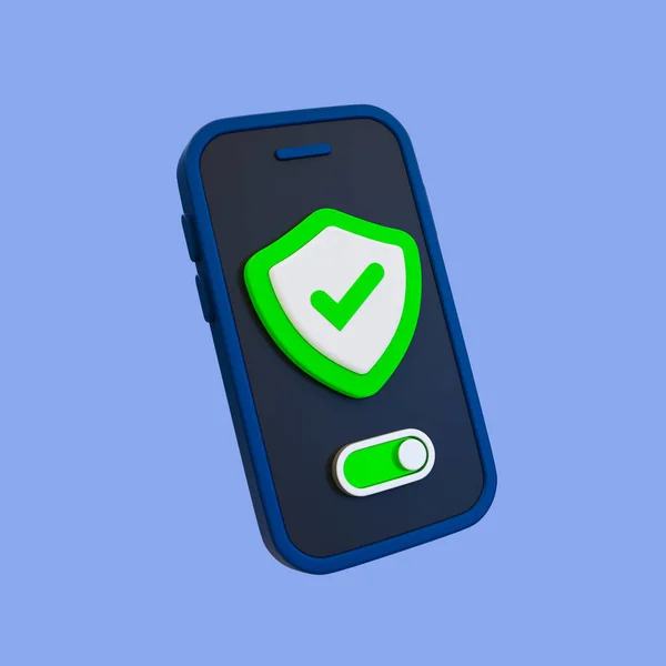 Minimalny Włącznik Ochrony Otwarty System Ochrony Smartfon Tarczą Ochronną Znakiem — Zdjęcie stockowe
