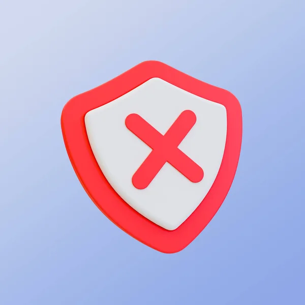 3D asgari güvenlik korumasını kapat. Yakın koruma sistemi. Koruma kalkanı ve çapraz işaret. 3 boyutlu illüstrasyon. kırpma yolu dahil.