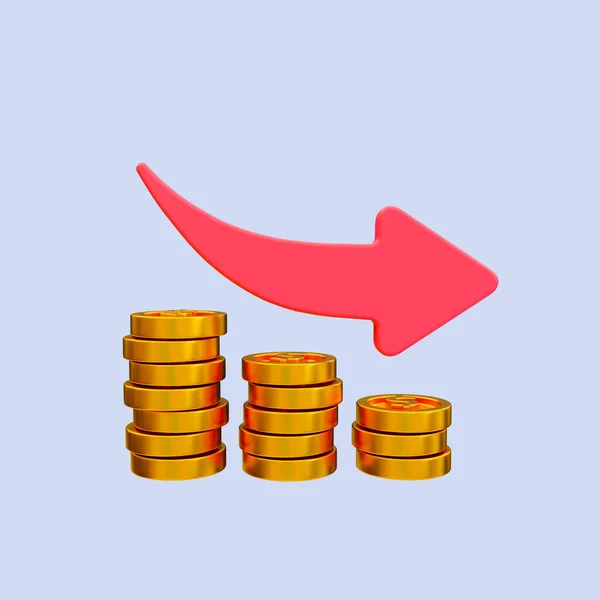 Minimal Data Analysis Icon Financial Stock Depreciation Concept Pile Coins — Stock Photo, Image