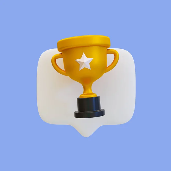 3D最低目标实现奖励 运动奖杯 优胜者杯带有奖杯杯的信息框 3D例证 包含裁剪路径 — 图库照片