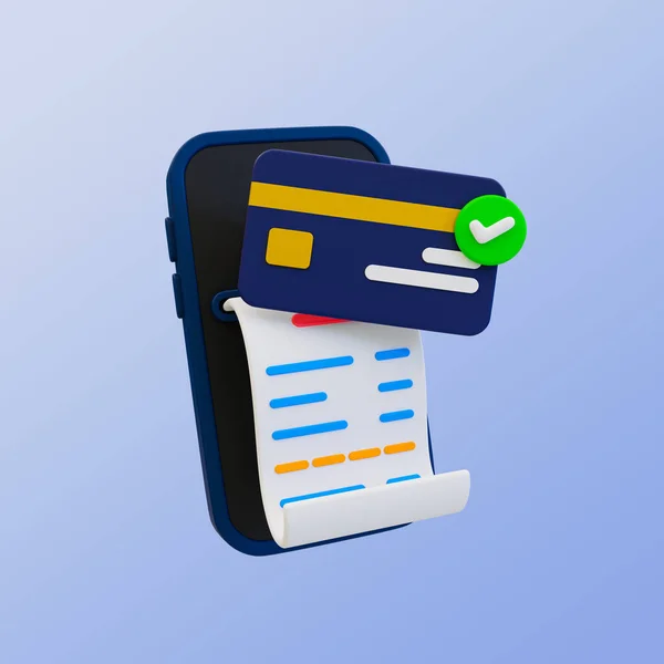 Minimální Nákupní Pokladna Nákupní Platební Koncept Smartphone Účtenkou Kreditní Kartou — Stock fotografie