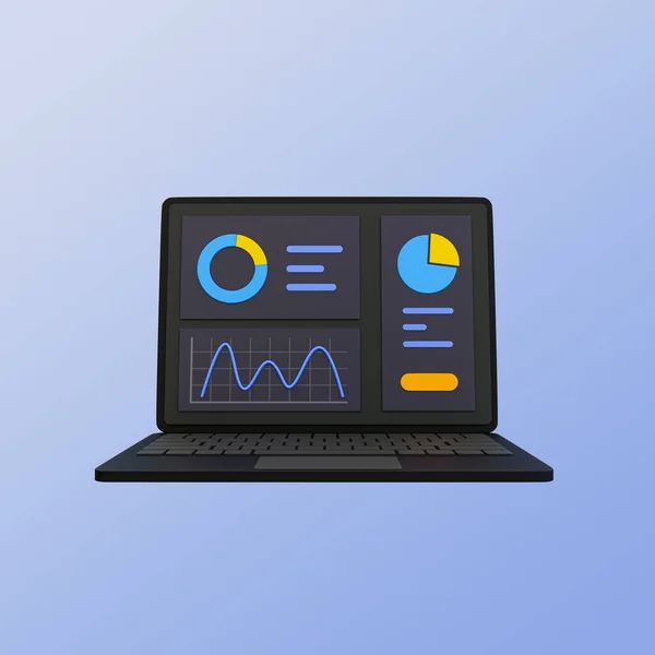 Minimale Marketing Strategie Concept Zakelijke Analyse Analyse Van Marketinggegevens Laptop — Stockfoto