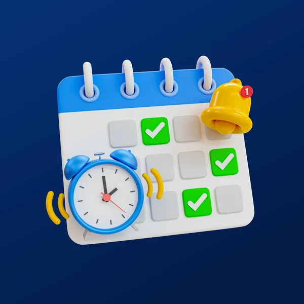 Minimales Zeitmanagement Konzept Terminbenachrichtigung Sitzungsmahnung Kalender Mit Wecker Und Glockensymbol — Stockfoto
