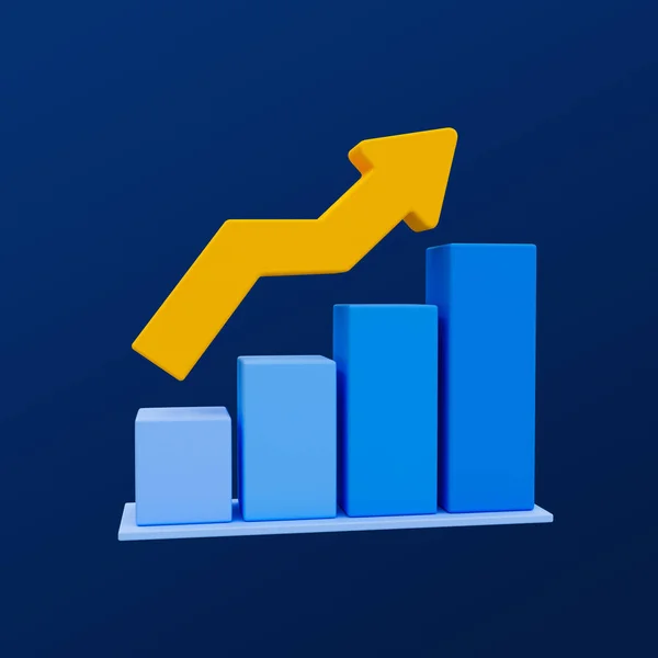 Minimal Data Analysis Icon Soaring Finances Stock Strengthening Currency Bar — Stock Photo, Image