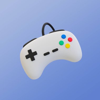 3d minimal joystick. Oyun kontrolörü. Video oyunu eğlencesi. 3 boyutlu illüstrasyon. kırpma yolu dahil.