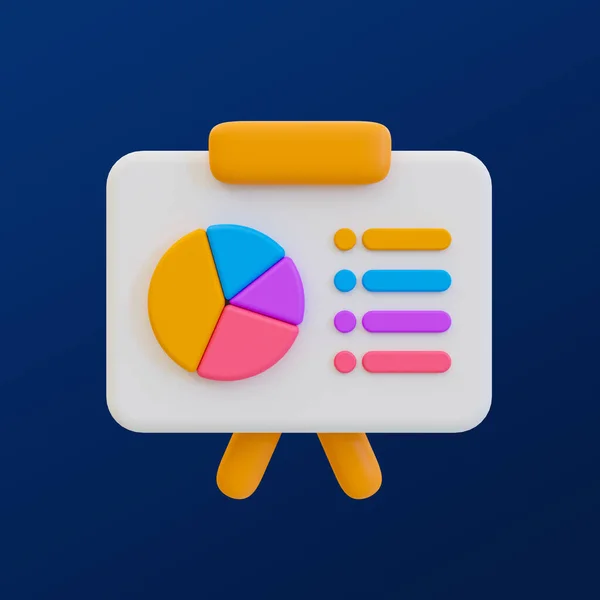 Minimal Data Analysis Icon Business Strategy Whiteboard Statistics Pie Chart — Stock Photo, Image