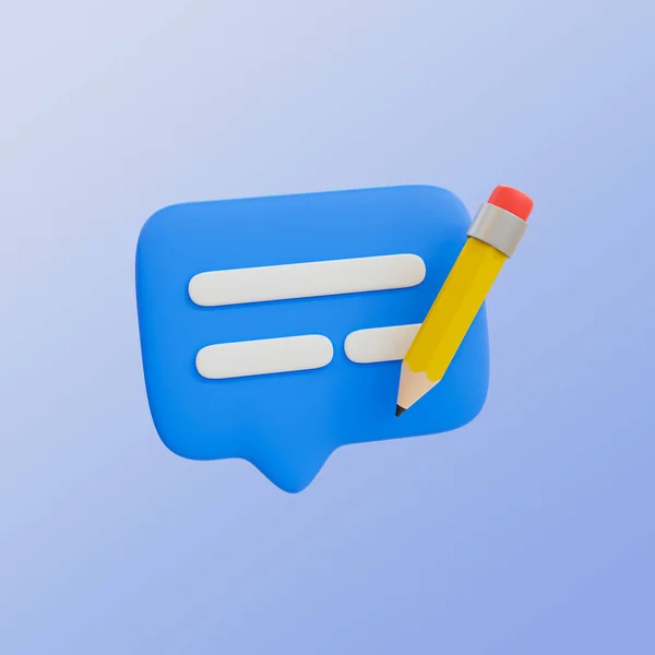 Minimales Diskussionssymbol Artikelschreibsymbol Chatbox Und Bleistift Illustration Schneidpfad Inklusive — Stockfoto