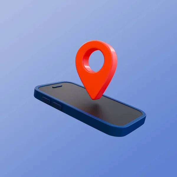 Minimalne Oznaczanie Pozycji Cel Podróży Smartfon Ikoną Lokalizacji Pin Ilustracja — Zdjęcie stockowe