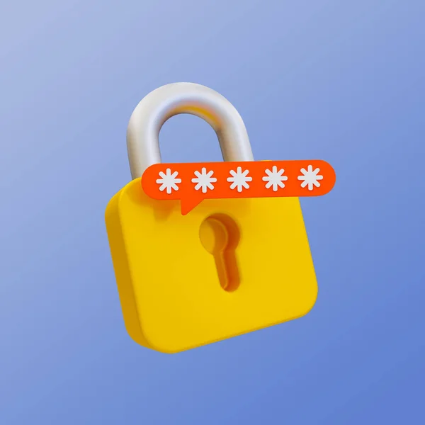 Minimal Data Security System Private Data Accessing Password Padlock Illustration — Stock Photo, Image