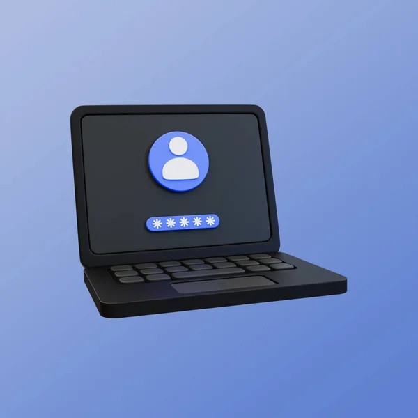 Minimaal Beveiligingssysteem Authenticatie Van Gebruiker Identiteitscontrole Laptop Met Een Wachtwoord — Stockfoto