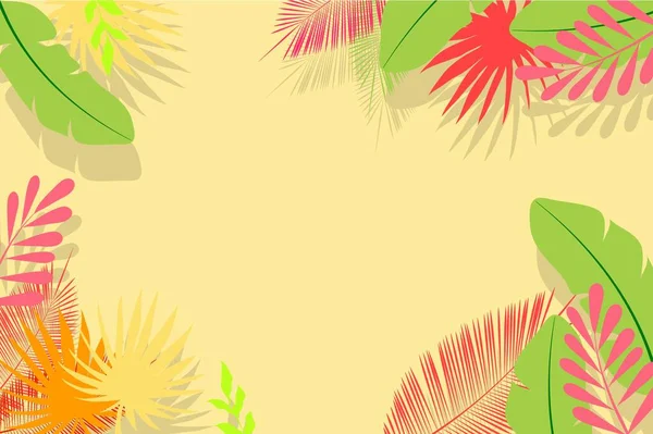 Fond Tropical Cadre Contour Pour Texte Feuilles Palmier Tropical Impression — Image vectorielle