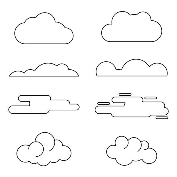 Wolkenvektorset Unterschiedliche Wolkenformen Wolke Symbol Oder Logo Isolierte Zeichen Symbol — Stockvektor