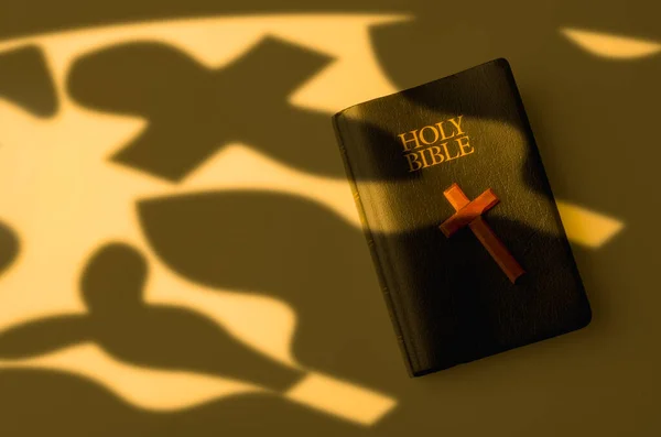 Holy Bible Warm Window Light Shadow — Stock Photo, Image