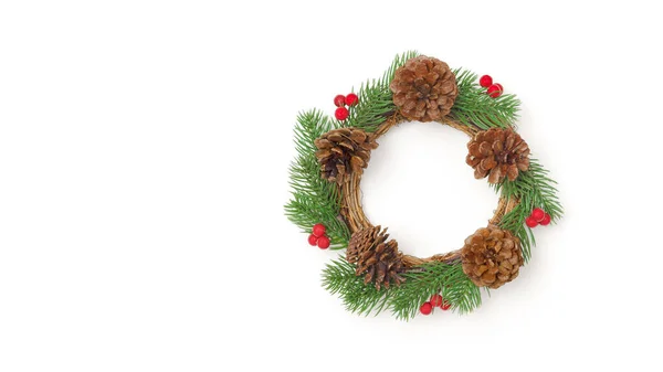 Decorative Christmas Wreath White Copy Space — Stock Photo, Image