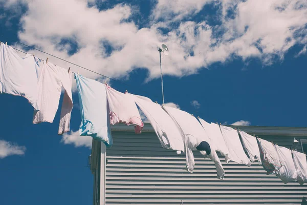 Asciugatura Del Bucato Clothesline Esterno — Foto Stock