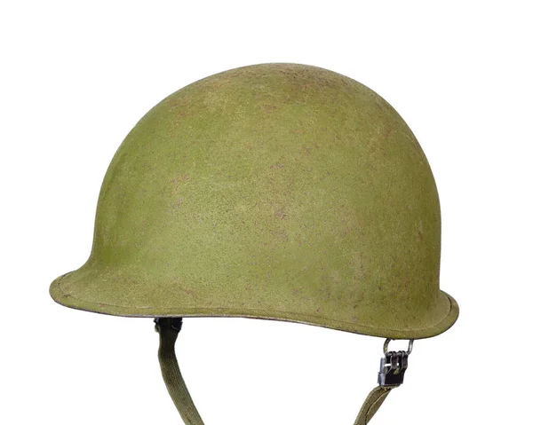 Vintage Armádní Helma Izolované Bílém — Stock fotografie