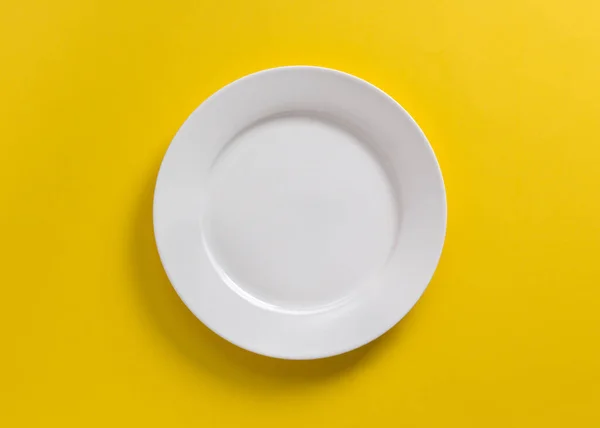 Placa Jantar Branco Amarelo Vibrante — Fotografia de Stock