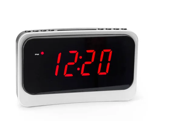 Digital Led Clock Radio White — Stock Photo, Image