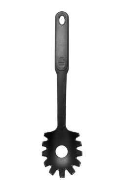 Silikon makarna ya da spagetti kaşığı beyaza izole edilmiş.