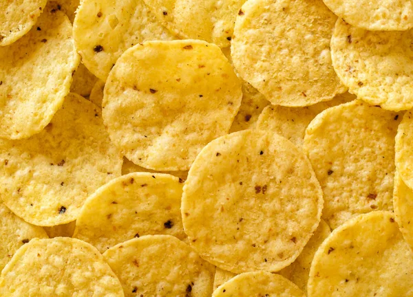 Überblick Über Leckere Tortilla Chips Runden — Stockfoto