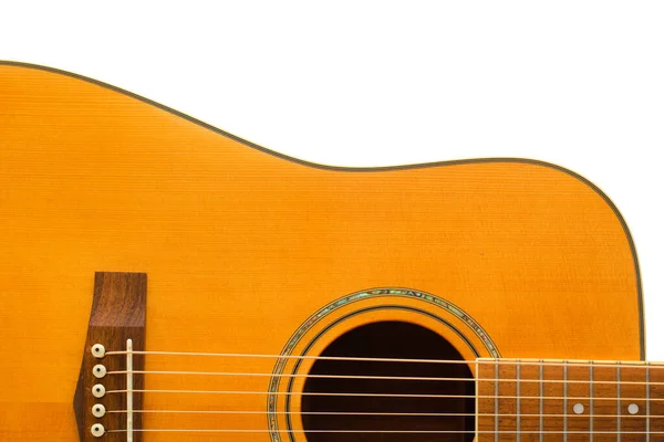 Detalhe Acústico Guitarra Dreadnought Isolado Branco — Fotografia de Stock
