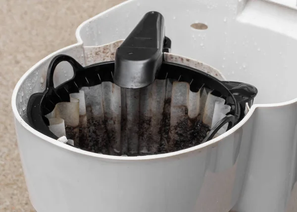 Used Filter Ready Removed Coffee Maker — Stock Photo, Image