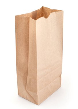 Beyaz üzerine çevre dostu kese kağıdı.