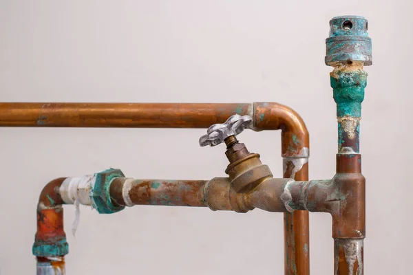 Copper water pipes and valve