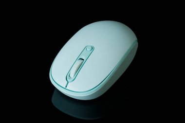 Computer mouse on black with copy space