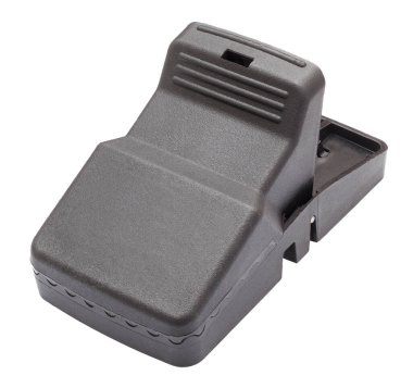 Beyaz üzerine plastik fare kapanı.