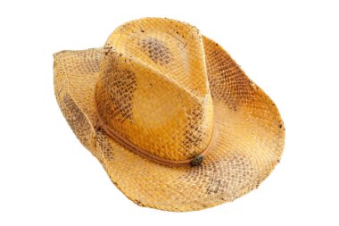 beyaz izole hasır kovboy şapkası