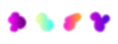 Gradient liquid blob shapes. Set of absrtact irregular fluid shapes. Vector silhouettes of simple rounded smoot water forms