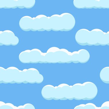 Cloud on a blue background. Seamless background with blue sky with clouds. Vector illustration