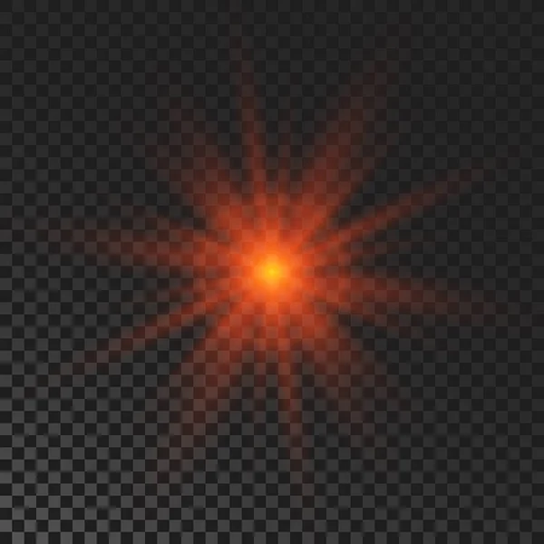 Блестящая Звезда Красное Мерцание Мигающий Свет Темном Прозрачном Фоне Векторный — стоковый вектор