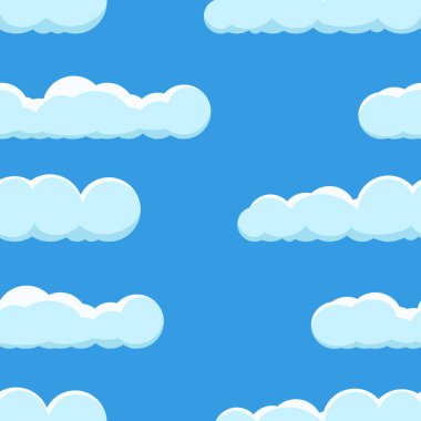 Cloud on a blue background. Seamless background with blue sky with clouds. Vector illustration