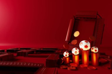 3D futbol objesi tasarımı. Gerçekçi yorumlama. Soyut fütürist arka plan. 3 boyutlu illüstrasyon. Hareket geometrisi kavramı. Spor yarışması grafiği. Turnuva oyunu içeriği. futbol topu elemanı.