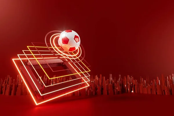 3D足球物体的设计 现实的渲染 抽象的未来主义背景 3D例证 运动几何概念 体育竞赛图解 比赛中投注内容 足球部分 — 图库照片