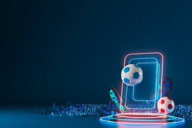 3D futbol objesi tasarımı. Gerçekçi yorumlama. Soyut fütürist arka plan. 3 boyutlu illüstrasyon. Hareket geometrisi kavramı. Spor yarışması grafiği. Turnuva oyunu içeriği. futbol topu elemanı.