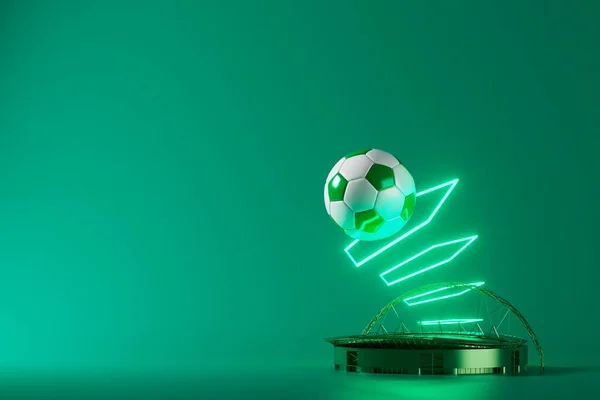Diseño Objetos Fútbol Representación Realista Fondo Futurista Abstracto Ilustración Concepto — Foto de Stock